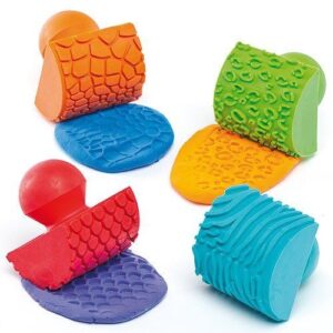 MEDIOS RODILLOS PLASTICOS PEQ. HUELLAS PARA PINTURA Y PLASTICINA, SET DE 4