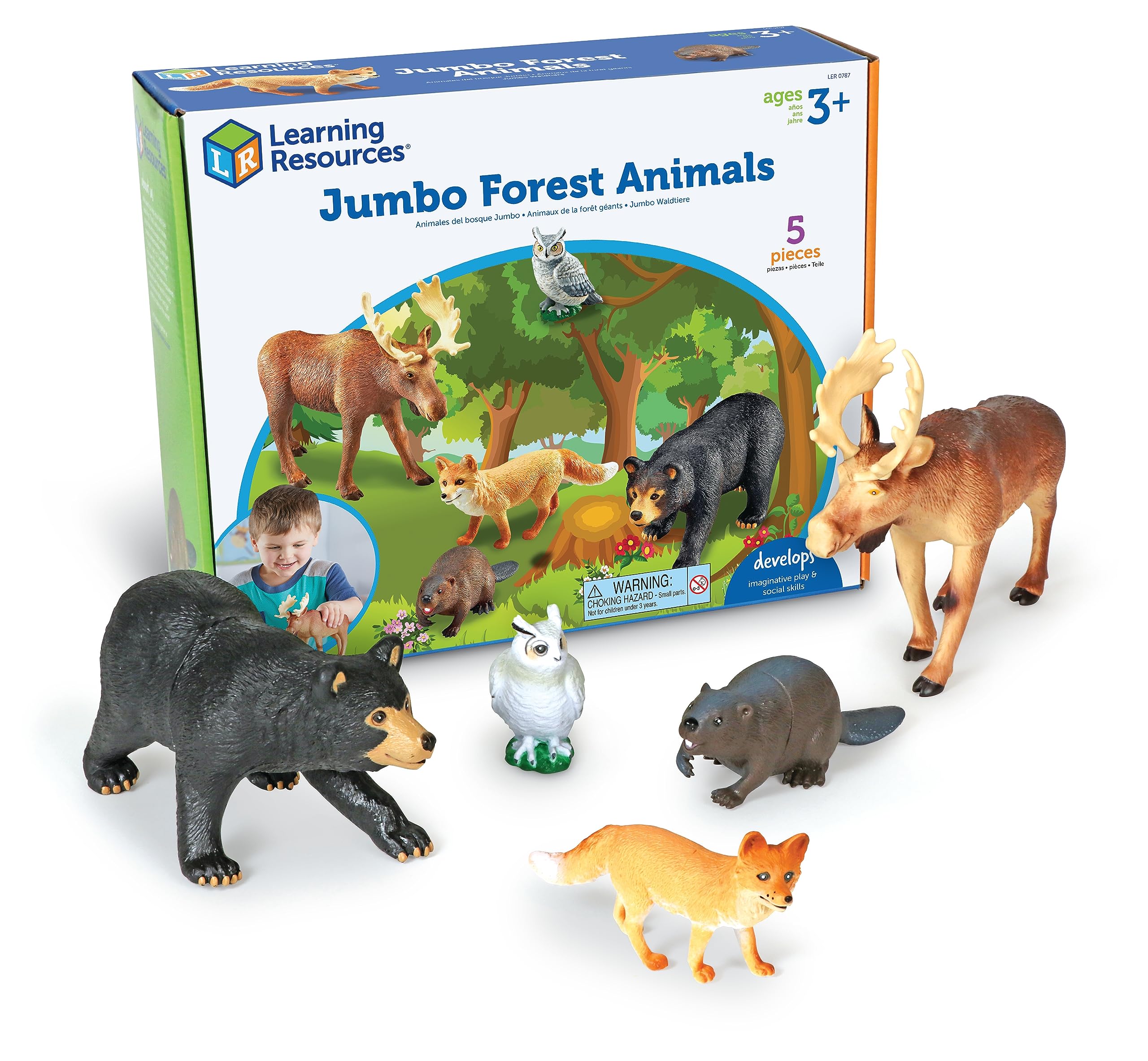 ANIMALES JUMBO PLASTICOS ANIMALES DEL BOSQUE, SET DE 5