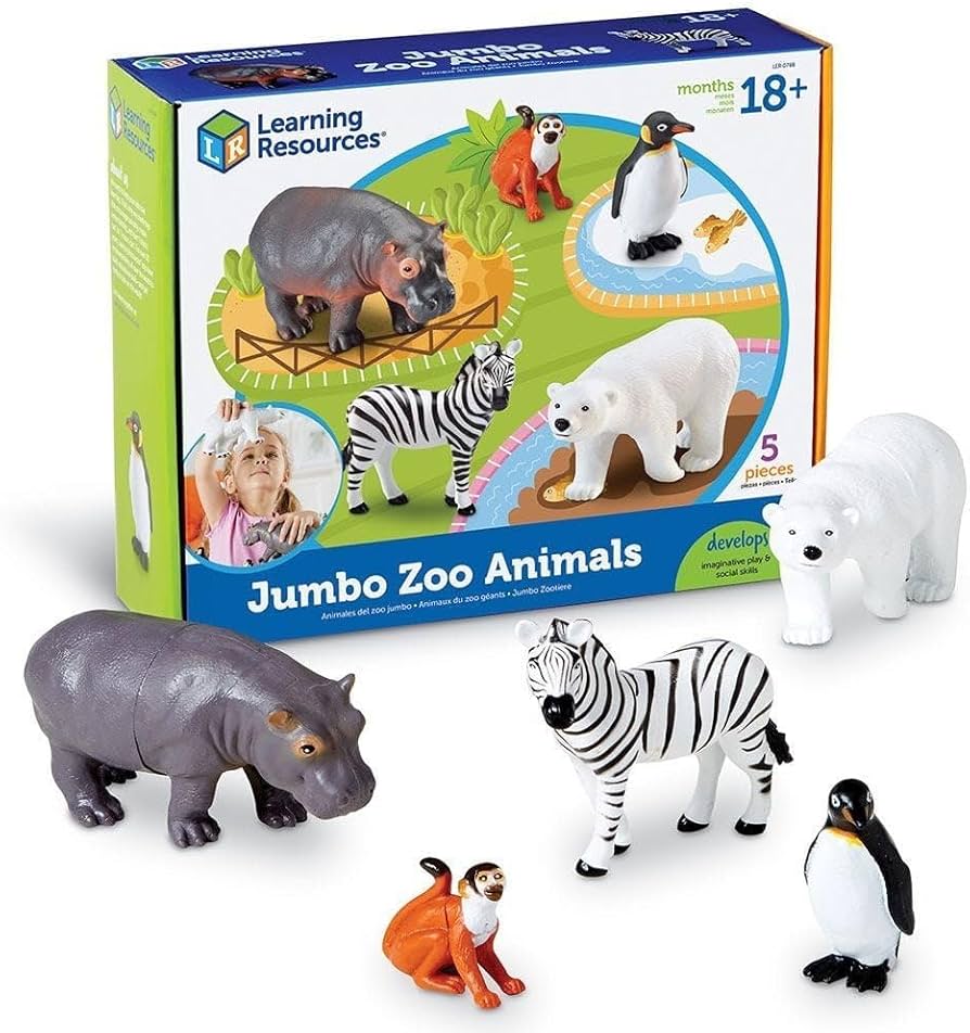 ANIMALES JUMBO PLASTICOS ZOO, SET DE 5